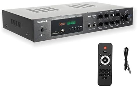 Amplificatore HiFi, amplificatore stereo a 5 canali, Bluetooth, 220 V, 600 W, ricevitore digitale amplificatore, amplificatore con 2 connettori microfono, amplificatore audio con SD\USBRCAAUX