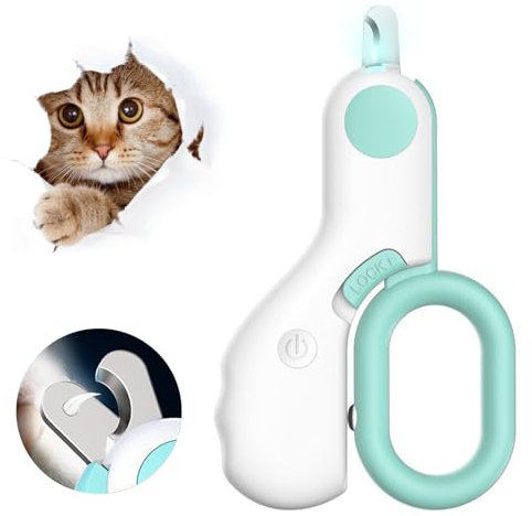 Coupe Griffes Chat avec Lumière LED,Coupe-Ongles pour Chat,Professionnel Coupe Ongle Chat,Ligne de Sang LED Coupe Ongles Animaux,Ciseaux à Ongles pour Chat,Tondeuses à Griffes Portable pour Chat
