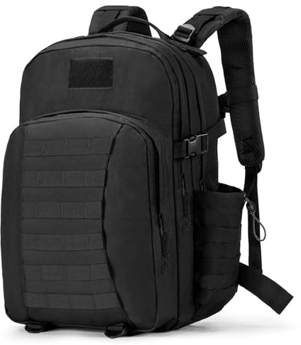 Wiserset Taktischer Militär Rucksack 40L, Armee Rucksack für Männer und Frauen, Wanderrucksack, Molle Motorrad Daypack für die Jagd, Reisen, Schwarz
