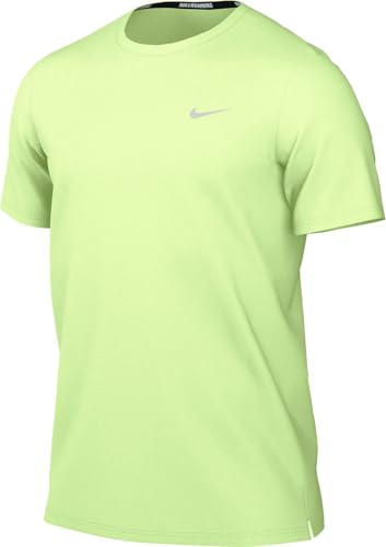 Nike Miler Haut De Running À Manches Courtes Dri-Fit UV pour Homme, Barely Volt/Reflective Silv, DV9315-701, L