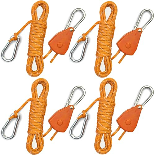 KOKKOYA 15ft Rope Ratchet Tie Downs Paracord Strap Camping Tensioner 1/8 in