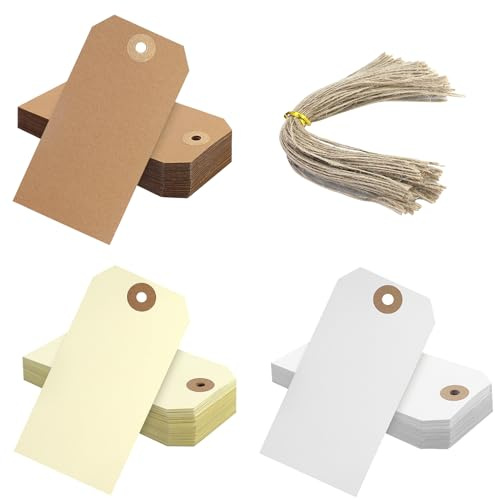 120 Pezzi 6 x 12 cm Tag Forza Spedizione,Toppe Spedizione in Cartone,Eichette Marcatura Grandi,Appesi carta grande marcatura scrivibile,Prezzo regalo Etichette,per bagagli