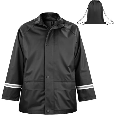 BSBUY Imperméables pour Enfants, Veste de Pluie Imperméable avec Capuche Poches pour Fille Garçon, Léger et Respirant, Coupe-Vent, Vêtements de Pluie pour Voyage, Randonnée, Va à L'école, Vélo