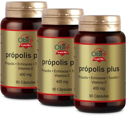 Obire | Própolis Plus 400 mg | 90 Cápsulas | Pack 3 Unidades | Con Echinácea, Tomillo y Vitamina C