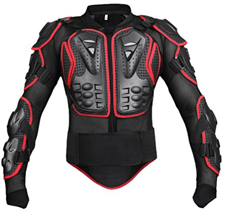 Veste de Moto Respirant Homme ou Femme Armure avec Protection Dorsale pour Blouson Motard Scooter VTT Enduro (Noir Rouge, 4XL)