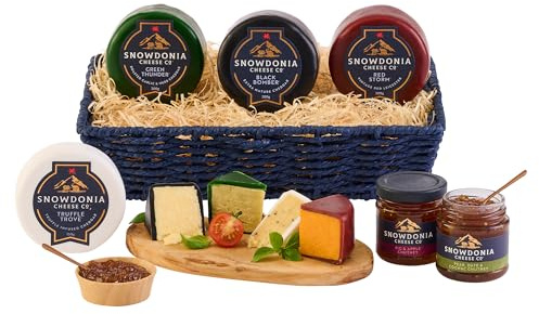 Snowdonia Cheese Company | Gourmet Cheese Gift Basket | 3 Luxury Welsh Cheeses and 2 Artisan Chutneys