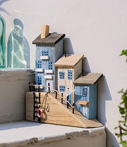 Dekoleidenschaft Dekohäuschen Hafenpromenade Maritime Deko, 26 cm hoch, Holzdeko