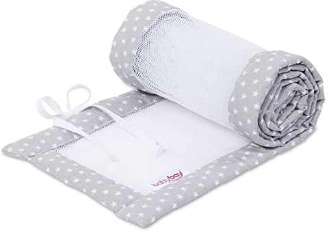 babybay Nestchen Mesh passend für Modell Boxspring XXL, lichtgrau Sterne weiß