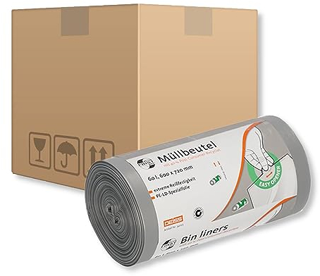 Müllbeutel DEISS First Plus 60 L grau 1 Karton Müllsäcke Abfallsack Abfallbeutel