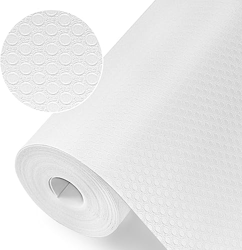 Origuuds Schubladenmatte, Eva-Material Wasserdichtem Schubladenauskleidung Antirutschmatte Kühlschrankauskleidungen Nicht Klebende für Küchenschränke Schubladen Schrank (Weiß/40cm x 600cm)