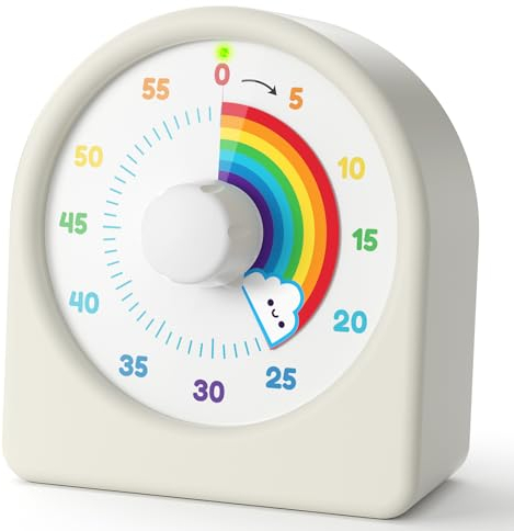 LIORQUE Visueller Timer 60 Minuten Countdown Timer für Kinder und Erwachsene Leiser Kurzzeitmesser mit Silikongehäuse Pausenfunktion wiederaufladbarem Akku für Küche Schule Büro