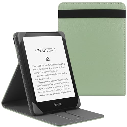 HoYiXi Universal Hülle für 6,6.8/7 Kindle Paperwhite/Colorsoft/Signature Edition 2024-2021 Kompatibel mit 6-6.8 Kobo/Pocketbook/Tolino/Sony eReaders Leder Stand Schutzhülle,Grün