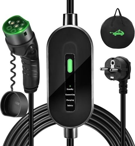 EVJUICION Ladekabel Elektroauto Typ 2 Schuko 3,68kW[1-phasig, 6m, 16A, IP67], EV Chargers mit Anzeigeleuchte, EV Ladegerät für ID.3/4, X1, 5ER, Model Y/3, und Anderen EV(Strom Nicht einstellbar)