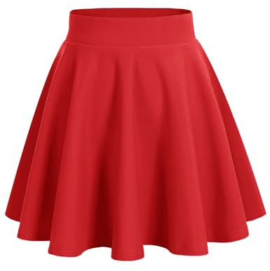 HomRain Women Basic Midi Skirt A-Line Skater Stretchy Flowy High Waist Skirt