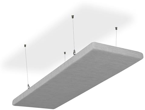 SILENT4® Ljudisolerande tak, 114 x 36 x 5 cm, akustisk bild, akustiska paneler av akustisk, repmontering, mätbar förbättrad rumsakustik tack vare akustiska plattor med tvättbart tygöverdrag i ljusgrå