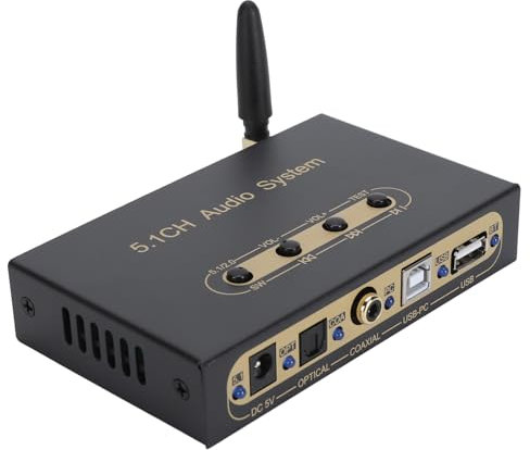 Generic Convertitore Decodificatore, Supporto per Digitale a Basso Rumore 100-240 V Fibra Ottica 5.1 24 Bit 192 KHz Funzionamento con Pulsanti per Home Theater (Spina europea)