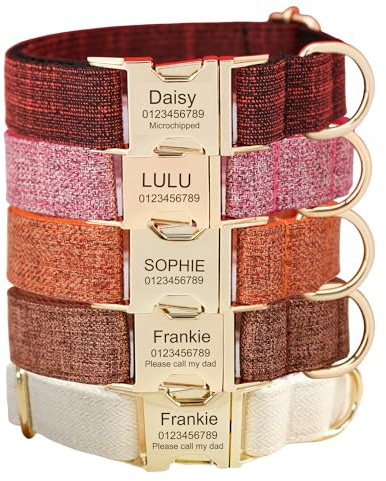 Custom Engraved Dog Collar with Name and Phone Number, Personalized for Small, Medium, and Large Dogs (Tweed)