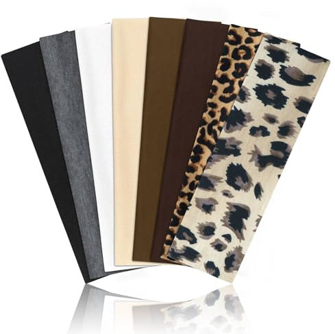 AWUMBUK Stirnband Damen Sport, 8 Pack Haarband Schwarz Haarbänder Damen Herren Antirutsch Stirnbänder Elastisch Headband Unisex Hair Band Sport Yoga Workout Laufen Fitness Gym Haarschmuck