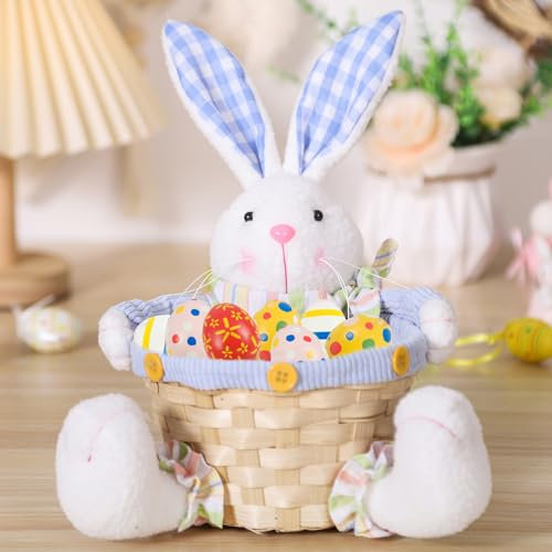 Cestino pasquale personalizzato, 2025, con bambola di coniglio, dolce cestino pasquale per bambini, cesto pasquale intrecciato, personalizzabile, pasquale, decorazione da tavolo, Pasqua, per regali di