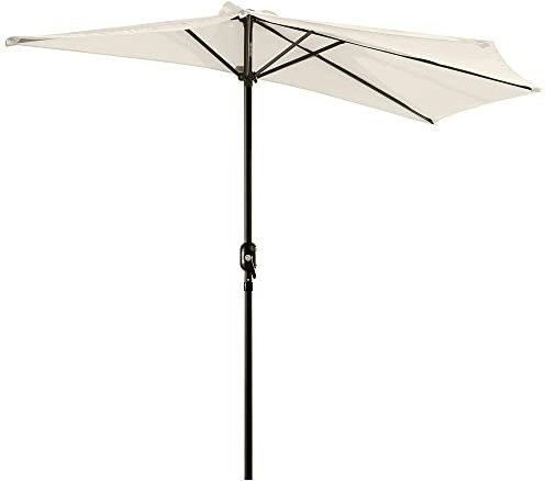 Outsunny Demi parasol - parasol de balcon 5 entretoises métal 2,93 x 1,5 x 2,49 m polyester haute densité crème