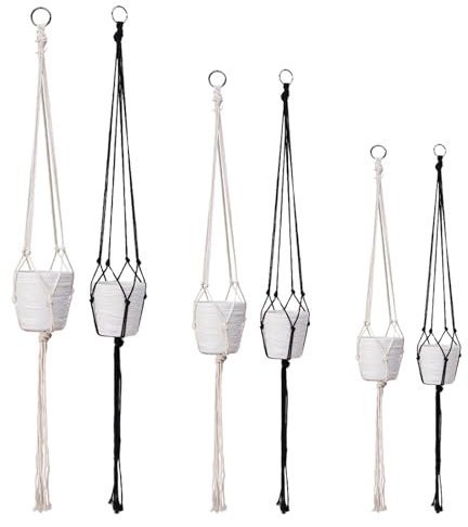 6 Pcs Macramé Plante Suspension,Pot Suspendu Plante,pour Décoration de la Maison,Jardinage de Bureau,Intérieur,Extérieur,Jardin,Balcon,Patio
