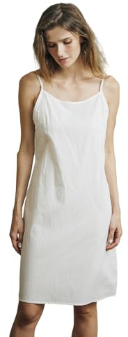 BEAUTELICATE Women’s Short Full Slip 100% Washed Cotton Underskirt Petticoat For Under Dress Summer Mini Round Neck Straight Spaghetti Nightdress Chemise White Black Nude