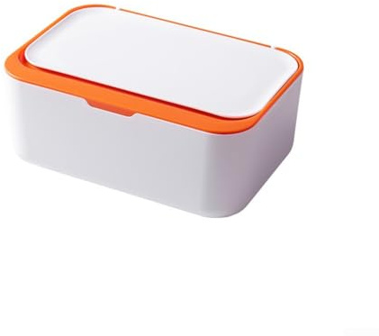 Caja dispensadora de toallitas de plástico con tapa para bebé, contenedor de almacenamiento de pañuelos húmedos para baño, cocina, sala de estar, coche, oficina, hotel, restaurante (naranja)