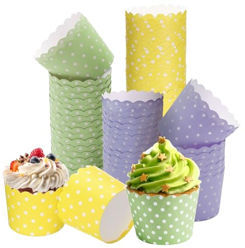 Cupcake-wrapper, 150 stycken muffinsformar, muffinsformar papper, mini muffinsformar cupcake-formar pappersmuffins pappersformar för födelsedagar bröllop och fester (violett, gul, grön)