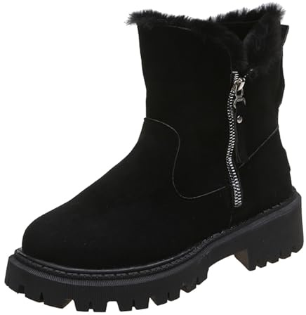 Botas De Mujer Scarponi Uomo Impermeabili Scarponcino Donna Stivali Alti con Tacco da Neve Anfibi Regali Ragazza Flock Nero 41