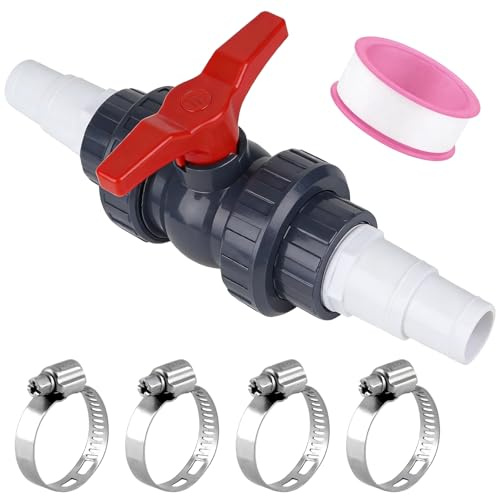 FARYODI Kulventil med slangkontakt, 32–38 mm PVC kulkran, pool avstängningsventil inkl. för slangar avstängningsventil inre gänga, avstängningskran