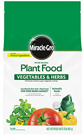 Miracle-Gro Water-Soluble Plant Food for Vegetables & Herbs - Garden Fertilizer for Tomatoes Squash Peppers Cucumbers - Boosts Yield - Abundant Harvest, 2 lbs.