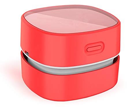 ODISTAR Aspiradora de escritorio, mini barredora de polvo de mesa, ahorro de energía, alta resistencia de hasta 400 minutos, inalámbrica y giratoria de 360º para limpiar pelos, migas, teclado de
