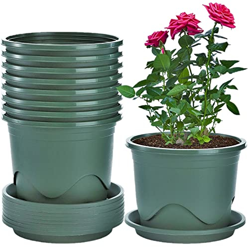 KAHEIGN 6 Pièces Plastique Pots De Fleurs, 22cm Épaissir Pot De Fleur Pépinière De Contrôle des Racines Planteur De Semis Jardin Décoratif Conteneur De Plantes pour Bonsaï à L'intérieur (Vert)