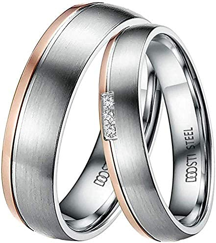 DOOSTI Paar Ringe für Damen Herren Partnerring Edelstahl Bicolor Silber Rosegold ohne/mit Zirkonia Ehering Trauring Freundschaftsring Hochzeit Ringe Frau Mann (Damenring, 60 (19.1))