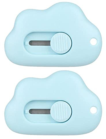 TOSSPER 2pcs Mini Cloud Utility Coltello Automatico Automatico Taglierina in Acciaio in Acciaio a 9mm Per Lettere Box Avvolgimento Scuola Di Taglio
