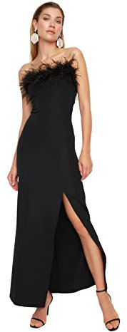 Trendyol Damen-Abendkleid, figurbetont, eng anliegend, gewebt, Maxi-Abendkleid, Schwarz, 38