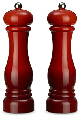 Echtwerk 2-teiliges Gewürzmühlen Set, Salz- und Pfeffermühle aus hochwertigem ABS-Kunststoff, Keramikmahlwerk, Manuelle Mühle, Ideal für Gewürze wie Pfeffer, Salz und Chili, Rot, 21 cm