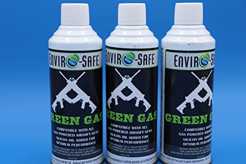 Enviro-Safe Green Gas – Premium Airsoft Propellant for Law Enforcement, Military & Enthusiasts, (3 Cans) 13.5 fl oz Each (Larger CANS)
