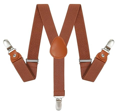 WELROG Boys Suspenders - Trousers Braces 3 Clips, Adjustable Elastic Y-shape Strong Clips