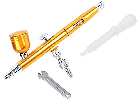 Ejoyous Set di Pistole per Aerografo a Doppia Azione con Alimentazione a gravità, Kit di Pistole a Spruzzo a Compressore Professionale con Getto a Spruzzo da 0,3 Mm per la Progettazione (Giallo)