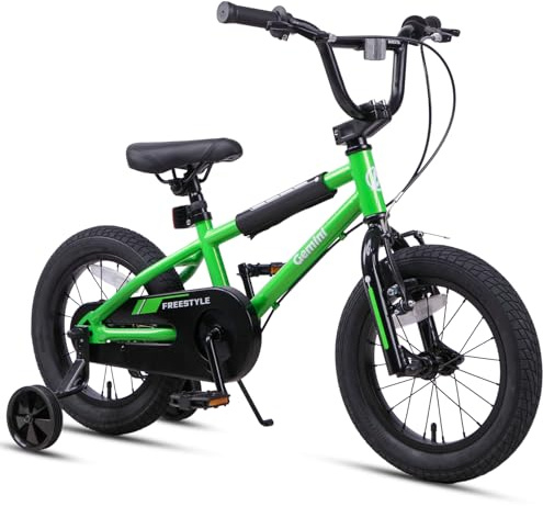 AVASTA 14 inch Little Kids Bike pour 3 4 5 Ans garçons Filles Beiginner Riders BMX Style vélo avec Roues de Support Coaster & arrière V-Frein, Vert