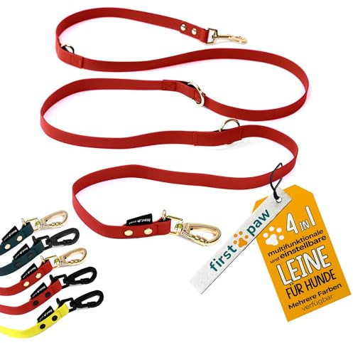 FirstPaw Impermeabile Guinzaglio per Cani di taglia Piccola Media e Grande, 2 Metri Guinzaglio da Addestramento per Cani, Comodo e Regolabile - Rosso Dorato