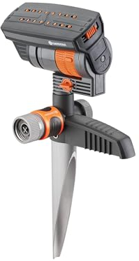 Gardena 18709-81 ZoomMaxx Oszillierender Regner auf Metall-Stufenspieß, grau, orange
