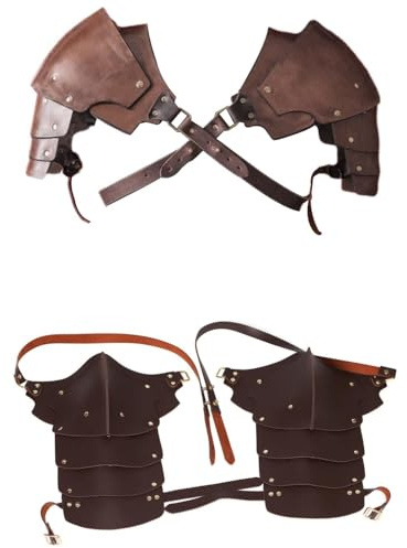 Lusacy Réglable Steampunk Corps Harnais, Accessoires de costume de chevalier viking, Protège-épaules médiévales vintage unisexe en cuir synthétique pour Carnaval, Cosplay