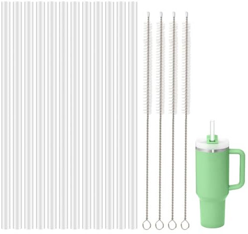 hoeslaw Replacement Straw Kit for Hydro Flask, 12 BPA-Free Reusable Straws and 4 Brush Cleaners, Cut to Fit Thermos bottle 12-64oz universal for Fitness Enthusiasts and Everyday Hydration Lifestyles