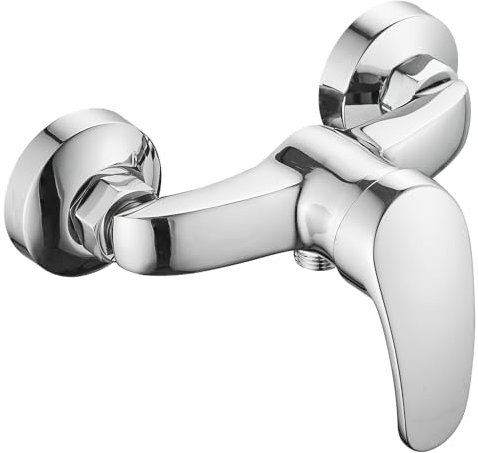 ALFKET Badewannenarmatur, Einhand Brausearmatur Wandmontage, Wasserhahn Badewanne Temperaturkontrolle, Brausebatterie Armatur Dusche für Badezimmer und Bad, Chrom, Silber