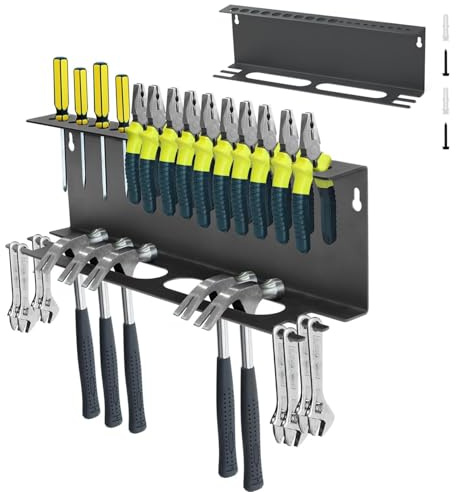 Soporte de alicates para montaje en pared – Estante de pared para guardar herramientas manuales – Soporte para martillo de metal – Herramientas de taller – Soporte para destornilladores – Estante de