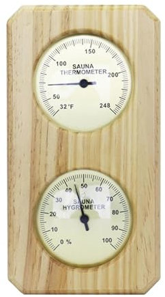 LOVIVER Équipement d'hygrométrie et d'humidité pour Sauna, thermomètre et hygromètre en Bois pour Salle de Bain intérieure, Chambre à Coucher, Bureau