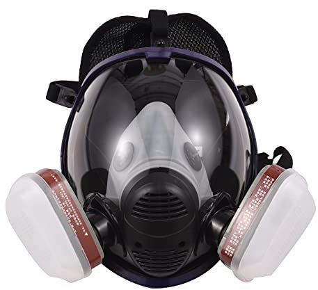 ACAGALA Mascarilla de gas, aerosoles químicos, color antiformaldehído, máscara de carbón activado de silicona, filtro de cara completa, transpirable, protección de cara completa, cubierta protectora