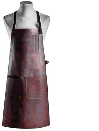 Zgehnao Grembiule da lavoro in pelle con tasche per uomo e donna, grembiule regolabile per macellaio, chef, barbecue